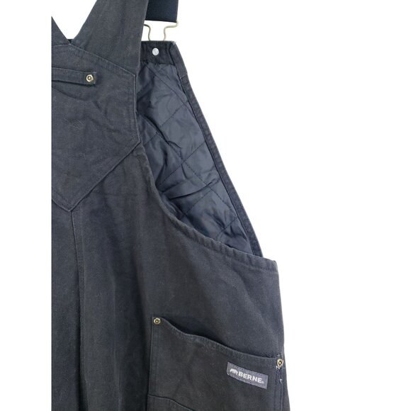 Berne Mens XL 38-40 Waist Insulated Bib Overalls Black Cotton Blend Workwear Qui - Picture 3 of 10